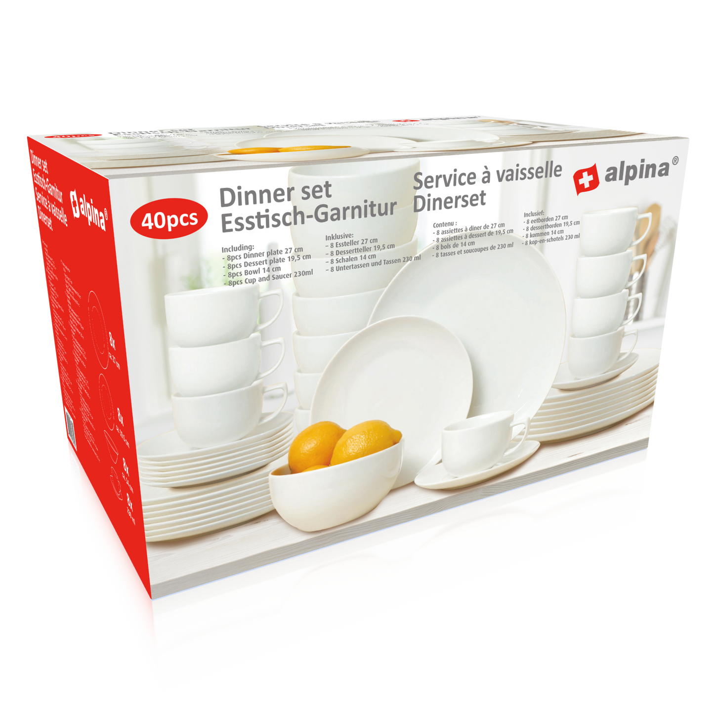 Alpina Serviesset 8 Persoons – 40 Delig Wit Servies 🍽️
