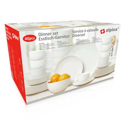 Alpina Serviesset 8 Persoons – 40 Delig Wit Servies 🍽️