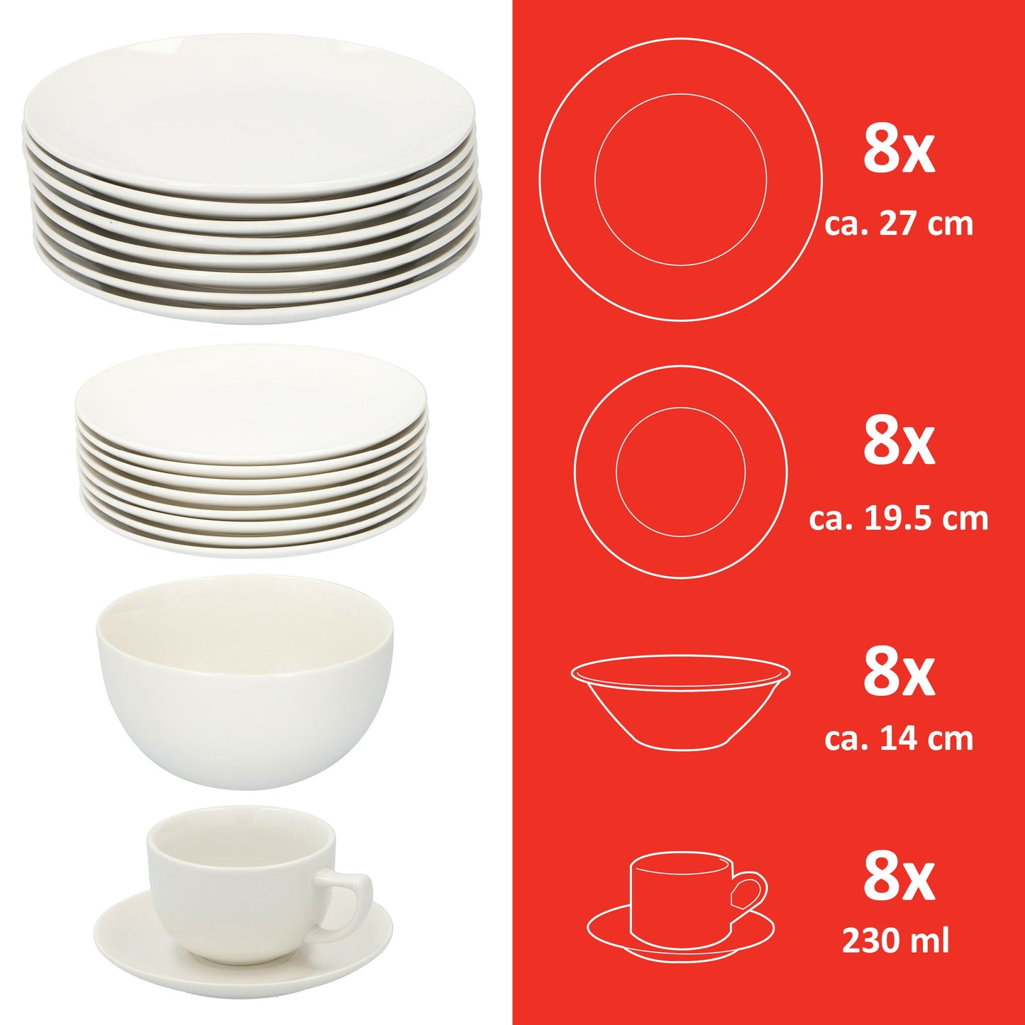 Alpina Serviesset 8 Persoons – 40 Delig Wit Servies 🍽️