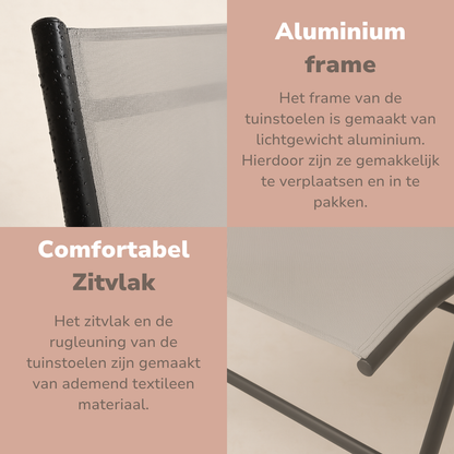 Lifetime Garden Santiago Tuinstoelen Set van 2 – Verstelbaar & Opvouwbaar