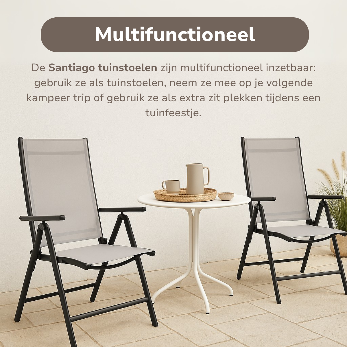 Lifetime Garden Santiago Tuinstoelen Set van 2 – Verstelbaar & Opvouwbaar