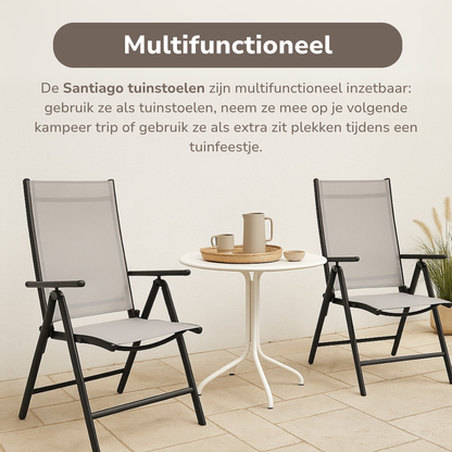 Lifetime Garden Santiago Tuinstoelen Set van 2 – Verstelbaar & Opvouwbaar